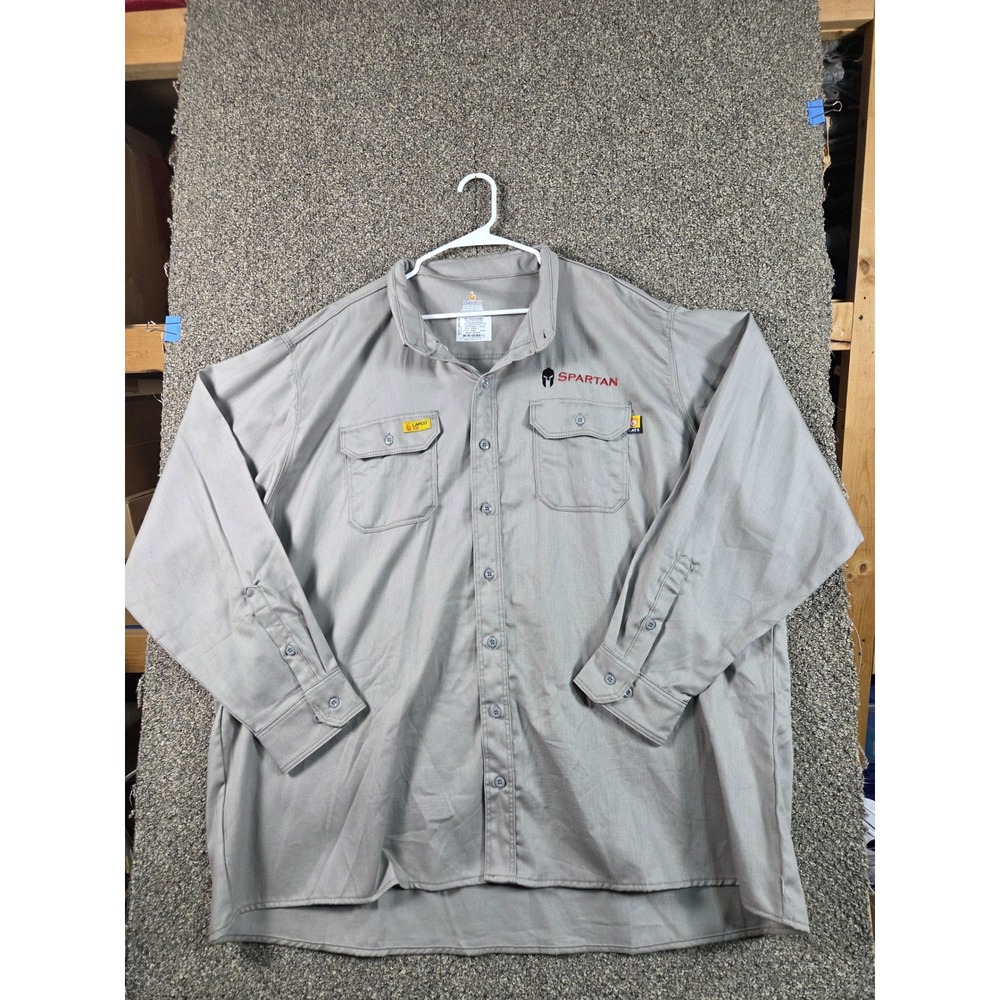 Lapco FR Welding Shirt Mens 4XL Grey Fire Resistant Spartan Logo GOS6GY
